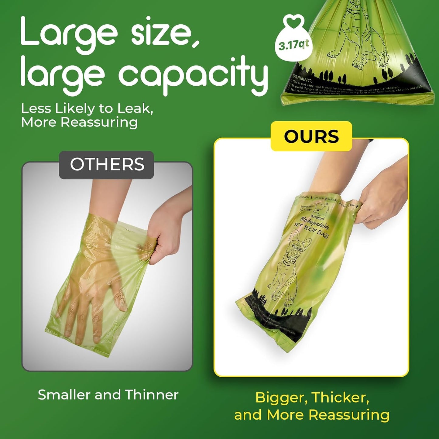 Biodegradable Dog Poop Bags 360 Count Scented, Leak Proof and Extra Thick Waste Bag Refill