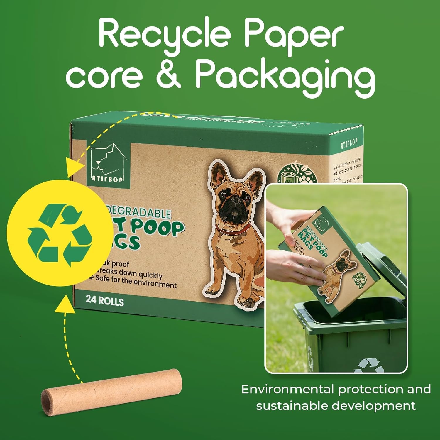 Biodegradable Dog Poop Bags 360 Count Scented, Leak Proof and Extra Thick Waste Bag Refill